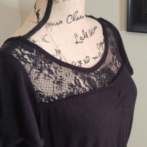 Torrid black tee with lace inset